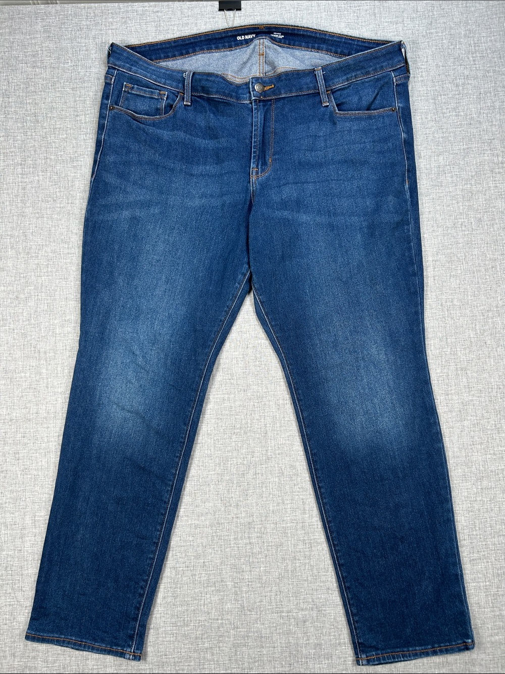 Old Navy Power Slim Straight Jeans Womens 18 Mid Rise Dark Wash Blue 694-1